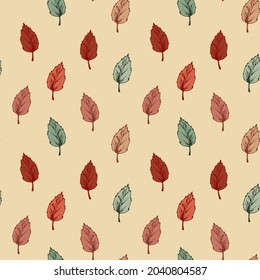 Colorful autumn leaves seamless pattern. Hand drawn vector illustration