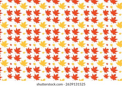 Colorful autumn leaves seamless pattern in red yellow and white for background design