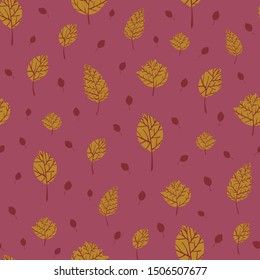 Colorful autumn leaves seamless vector pattern for fabric, wallpaper, scrapbooking projects or backgrounds. Surface pattern design.