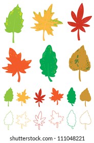 colorful autumn leaves in the set