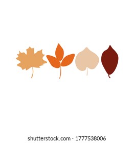 Colorful autumn leaves set summer abstract botany set forest fall, nature orange