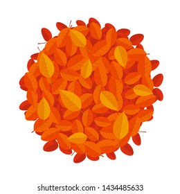 Colorful autumn leaves in the shape of a circle. Vector illustration in flat style.
