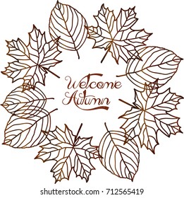 Colorful autumn leaves and text