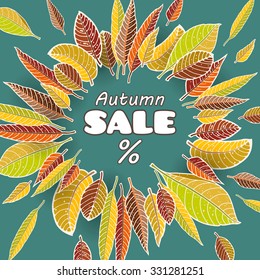 Colorful autumn leaves vector sale banner.