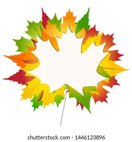 Colorful autumn maple leaves on a white paper Back to school background stock Vector illustration
