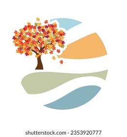 árbol de arce de otoño colorido, vector