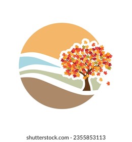 colorful autumn maple tree, vector