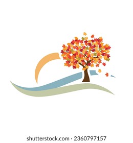 árbol de arce de otoño colorido, vector