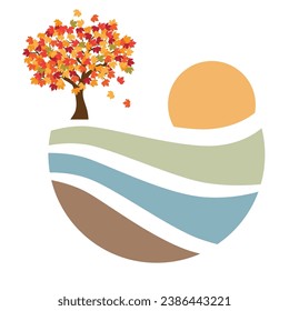 colorful autumn maple tree, vector