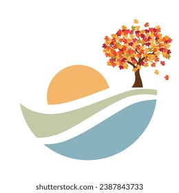 colorful autumn maple tree, vector