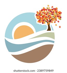 colorful autumn maple tree, vector