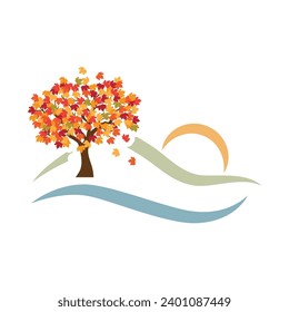 árbol de arce de otoño colorido, vector