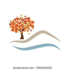 colorful autumn maple tree, vector
