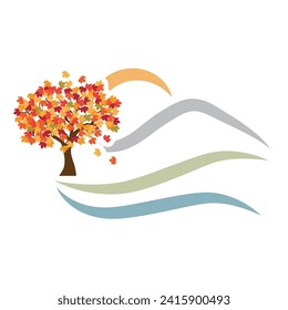 colorful autumn maple tree, vector
