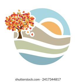 colorful autumn maple tree, vector