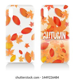 Colorful autumn phone cases isolated on white background