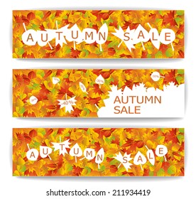 Colorful autumn sale banners illustration collection 