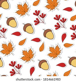 colorful autumn seamless pattern background, nature leaf icon, Fashion print design, vector illustration