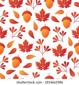 fondo de patrón transparente de otoño colorido, icono de hoja natural, diseño de impresión de moda, ilustración vectorial