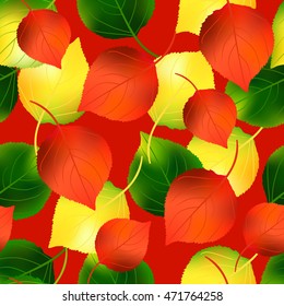 Colorful autumn seamless pattern with birch  leaves. Vector illustration.