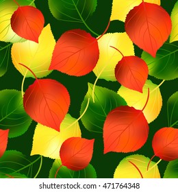 Colorful autumn seamless pattern with birch  leaves. Vector illustration.