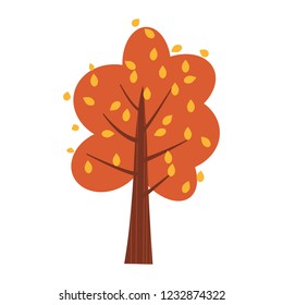 Colorful autumn tree. Cartoon yellow, orange, red fall tree for city park and forest landscape background vector isolated