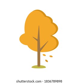 Colorful autumn tree. Falling yellow leaves. Tree with yellow leaves. Isolated vector illustration
