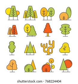 colorful autumn tree icons