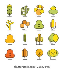 colorful autumn tree icons