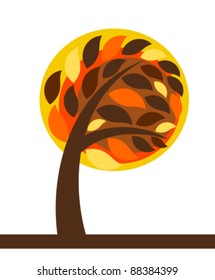 Colorful autumn tree isolated over white