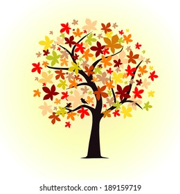 Colorful Autumn Tree. Vector illustration 