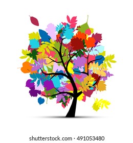 Colorful autumn tree for your design. Vector illustration