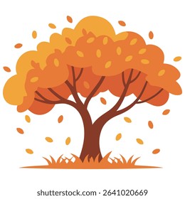 Colorful autumn trees landscape isolated vector illustration on white background