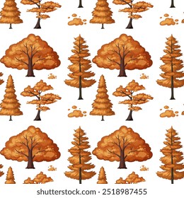 Colorful autumn trees in a seamless pattern