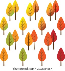 coloridas ilustraciones vectoriales de árboles otoñales
