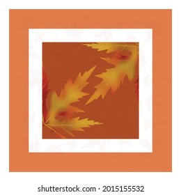 Colorful autumn vector background, cutout paper frame with border ornament of yellow chestnut leaves, vector greeting card or invitation design, eps10