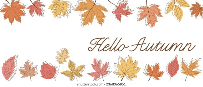 Colorful autumnal leaves decoration illustration. Autumn banner design for promotion, event and festival. Vector illustration.