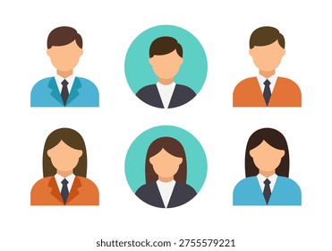 Colorful avatar icons representing user profiles, team members, and business identities for corporate environments, social platforms, and professional communication needs