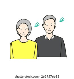 Colorful Avatar Illustration of a Worried Senior Couple