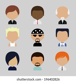 Colorful Avatars Icons Set in Flat Style