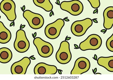 Colorful avocado illustrations vector background.