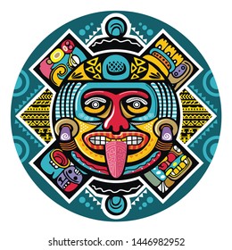 colorful aztec decorative vector illustration. traditional ethnic ornament