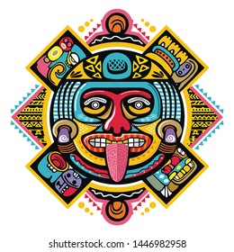 colorful aztec decorative vector illustration. traditional ethnic ornament