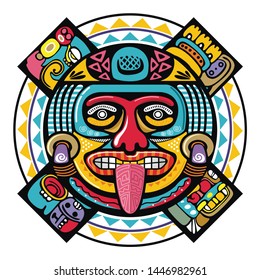 colorful aztec decorative vector illustration. traditional ethnic ornament