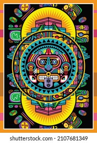 colorful aztec decorative vector illustration. traditional ethnic ornament. octopus style mayan vector