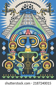 colorful aztec decorative vector illustration. traditional ethnic ornament