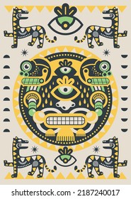 colorful aztec decorative vector illustration. traditional ethnic ornament