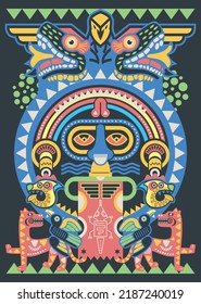 colorful aztec decorative vector illustration. traditional ethnic ornament