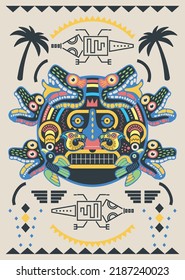 colorful aztec decorative vector illustration. traditional ethnic ornament