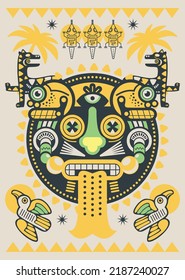 colorful aztec decorative vector illustration. traditional ethnic ornament